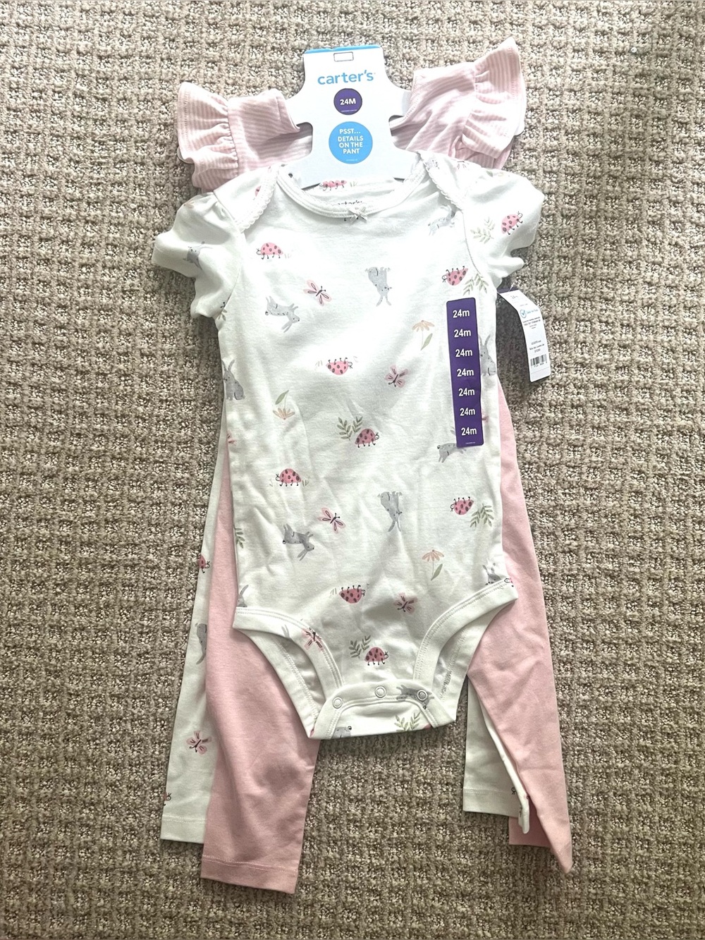 NEW NWT Carter’s Infant 4-Piece Clothing Set Bunnies Easter Outfits Size 24M